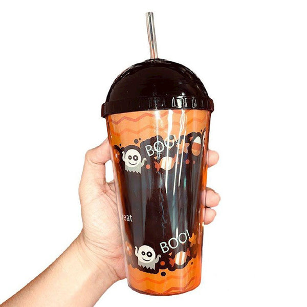 Plastic Cup with Straw (Round Lid)(A)