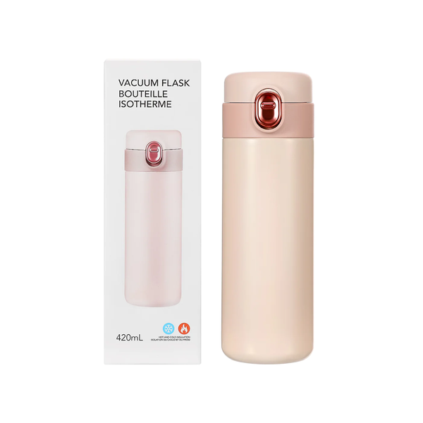 Insulation Bottle with Spring Buckle Cover 420ml (Pink)