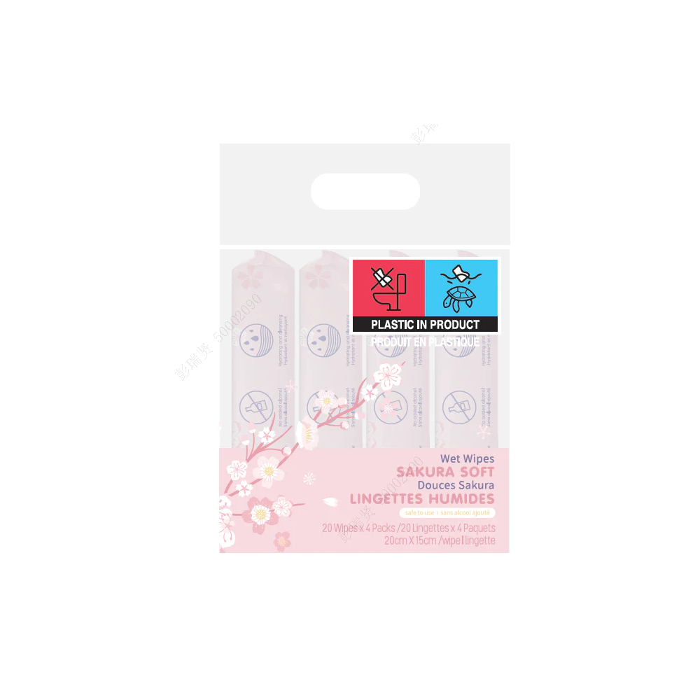 Sakura Blossom Series Wet Wipes (20 Wipes×4 Packs) Miniso Pakistan