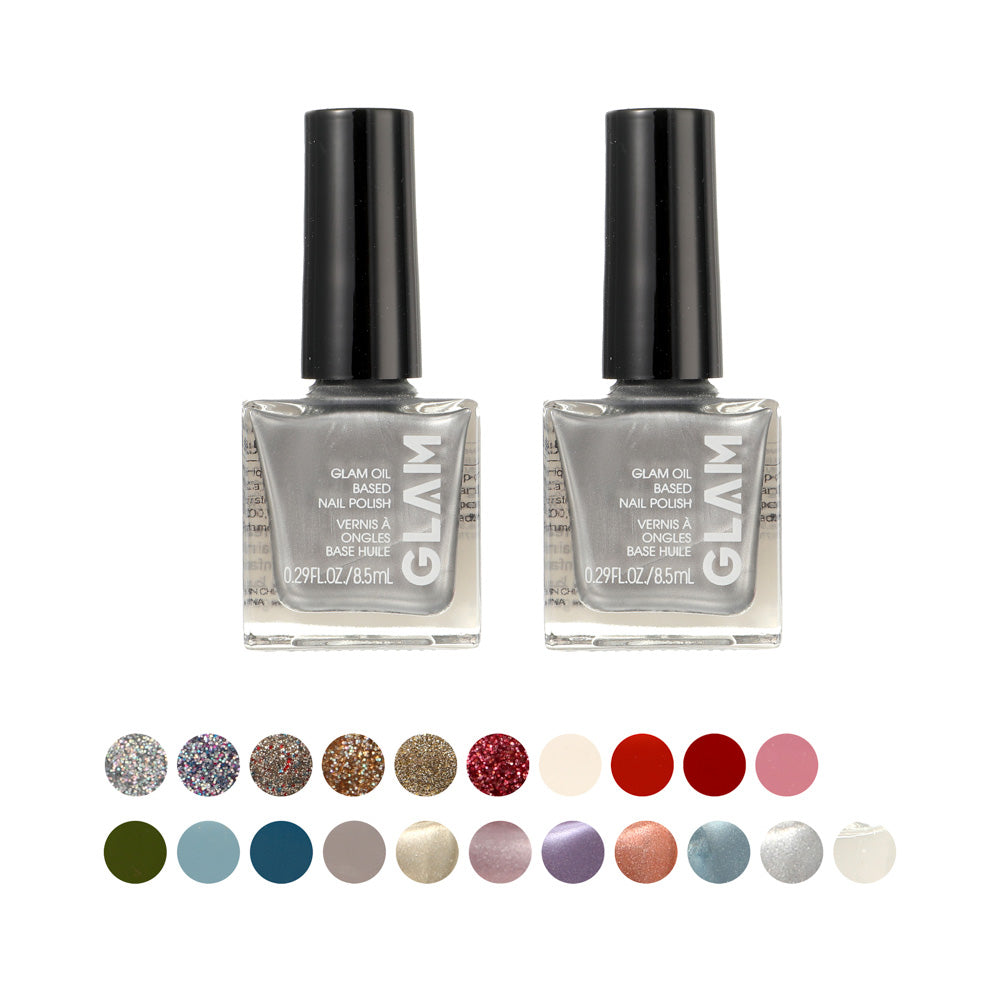Pack Of 2 | GLAM Oil Based Nail Polish(Metallic Silver)
