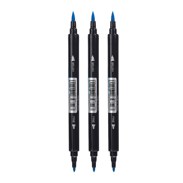 Pack Of 3 | Water Soluble Double Headed Colored Pen (Blue)