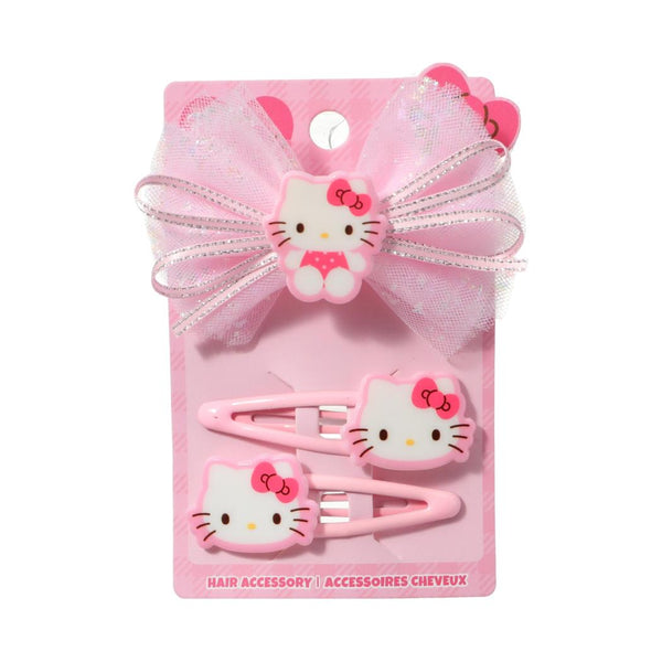 Sanrio characters Pink Collection Hair Accessories Kit (3 pcs)(Hello Kitty)