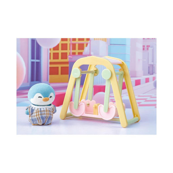 Mini Family Flocking Plush Toy & Swing Set