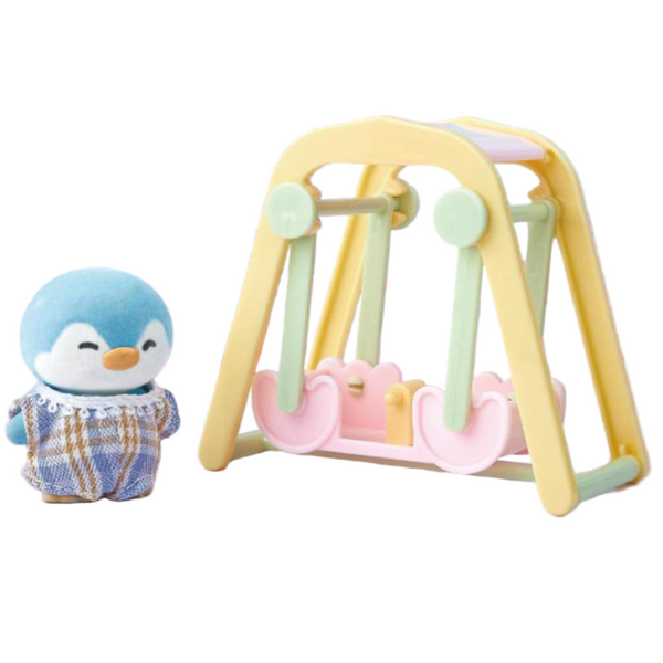 Mini Family Flocking Plush Toy & Swing Set