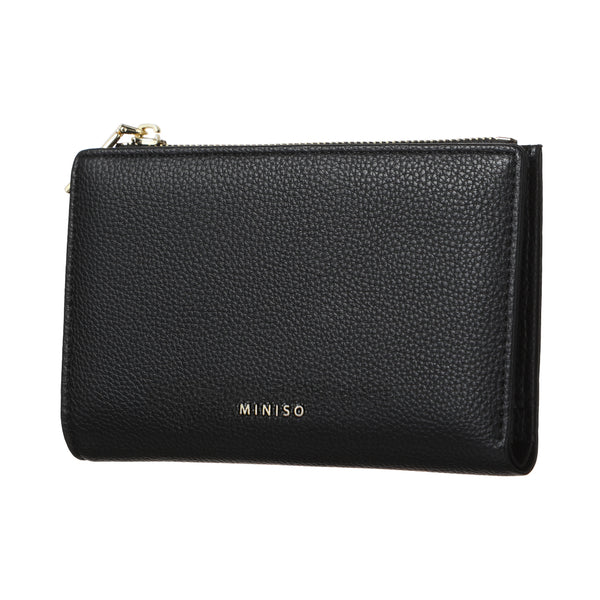 Two-fold Zipped Women's Wallet (Black)