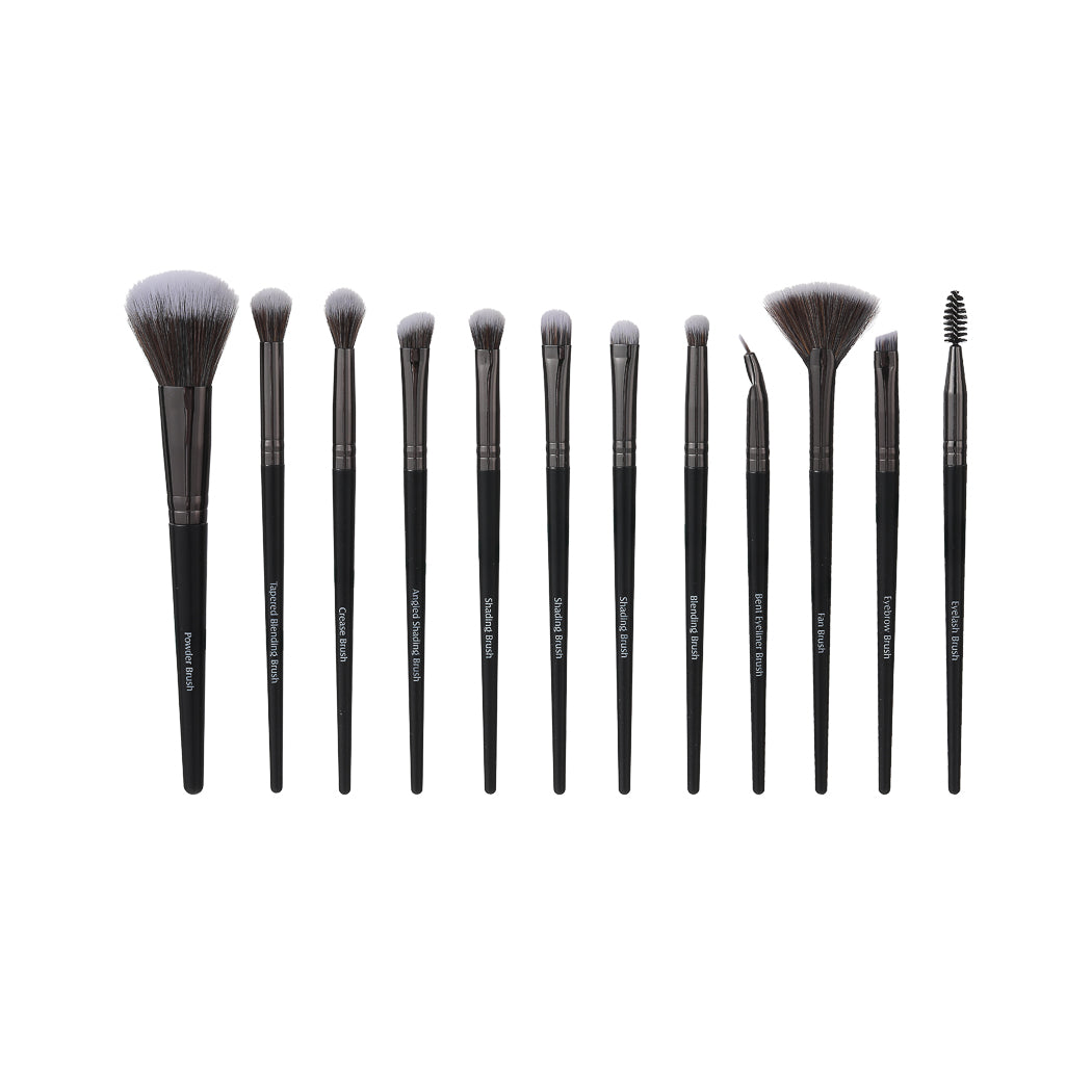 Premium Classic Makeup Brush Set (12 pcs)(Black)