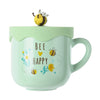 Bee Series Ceramic Mug with Cover 400mL (Green)
