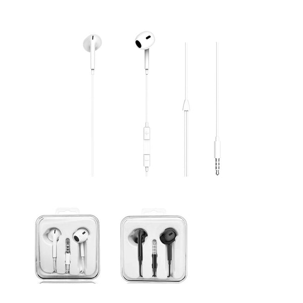 3.5 mm Charging Port Oval Shaped Half In-Ear Earphones Model: SB67 (White)