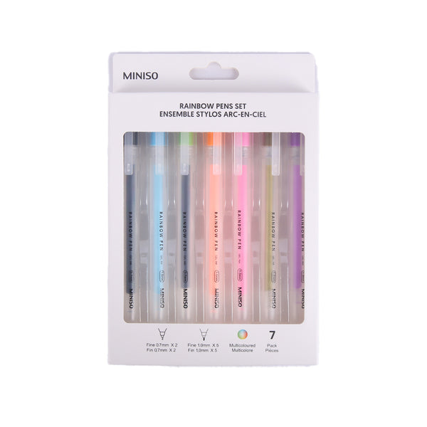 Multiple Colors 7 Rainbow Pens Set(2 0.7mm Pens,5 1.0mm Pens)