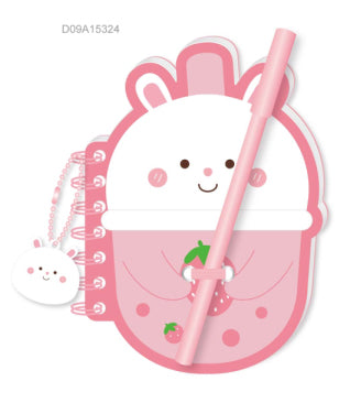 Milk Tea Series Wirebound Memo Pad - 80 Sheets(Bunny)