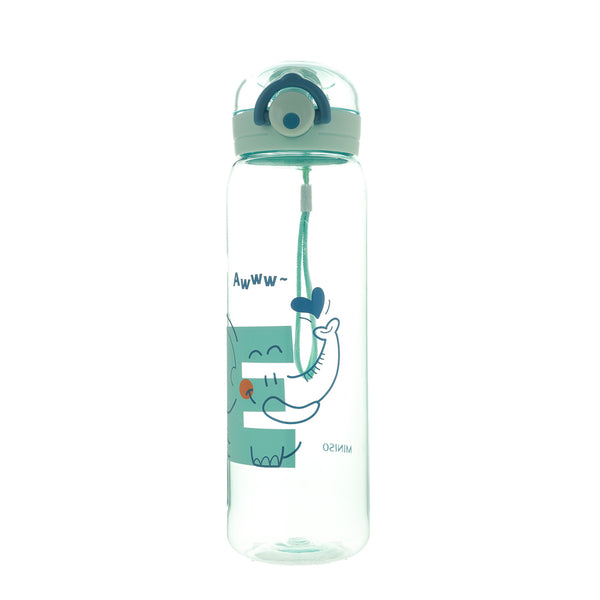 Plastic Cool Water Bottle with Handle and One-Touch Flip Top Lid (620mL)(Elephant)