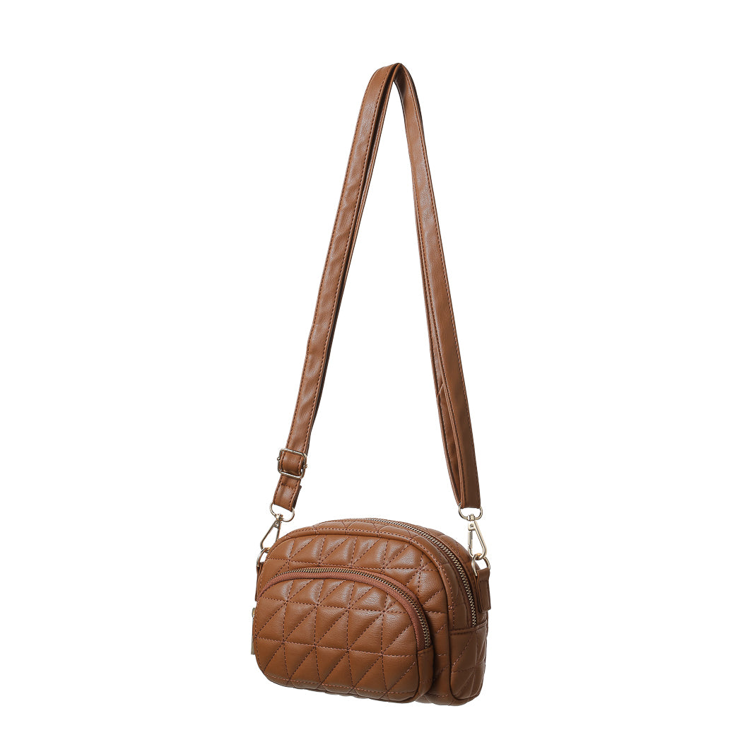 Retro Soft Double Zipper Crossbody Bag (Brown)– Miniso Pakistan