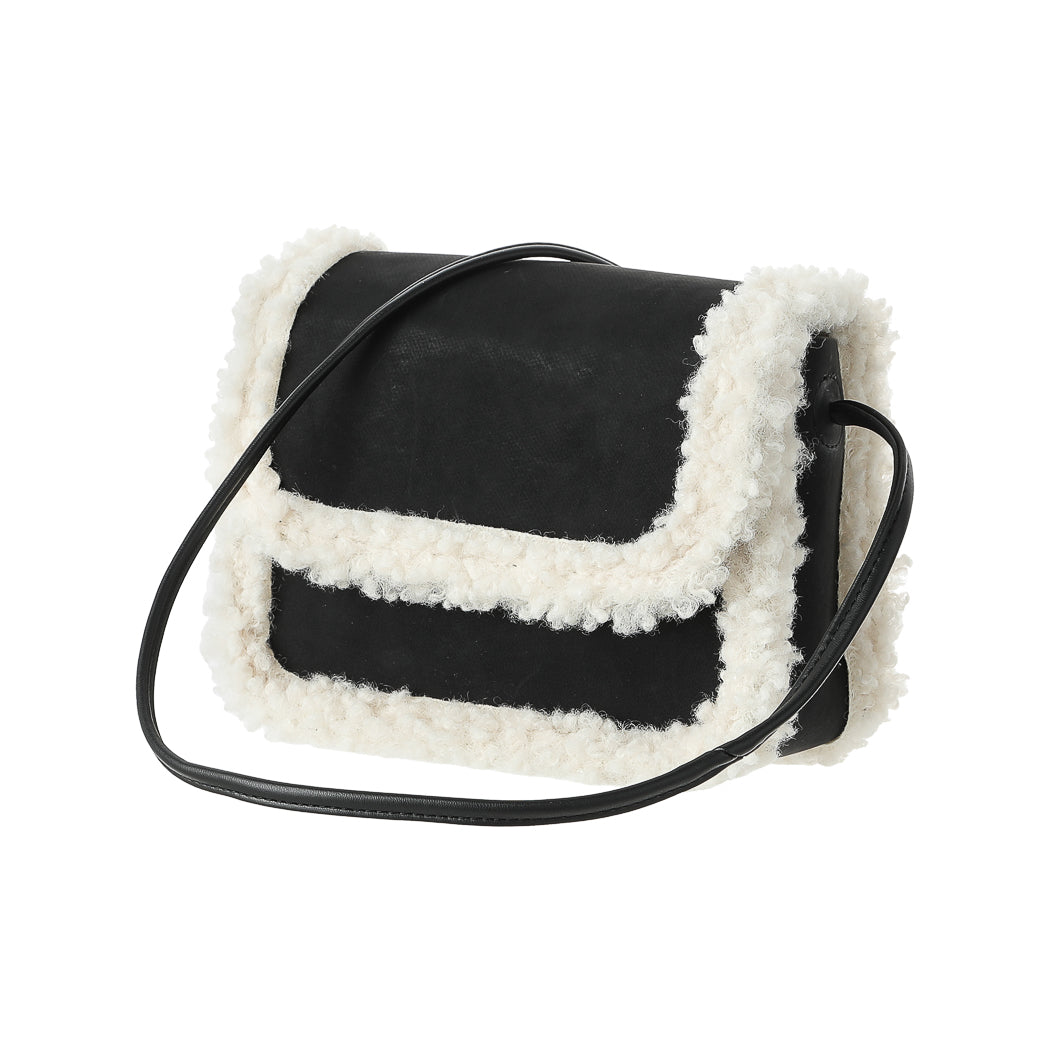 Lamb Like Fabric Crossbody Bag(Black) Miniso Pakistan