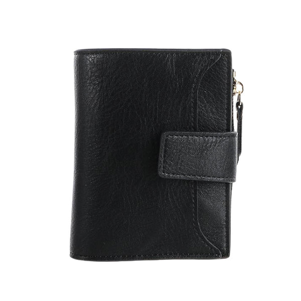 Multipurpose Short Matte Zipper Wallet with Hasp (Black)