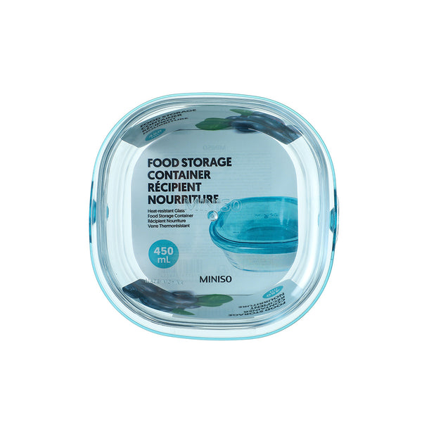 Heat-resistant Glass Food Storage Container (450mL)(Blue)