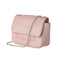 Quilted Crossbody Bag with Flap and Chain(Pink)