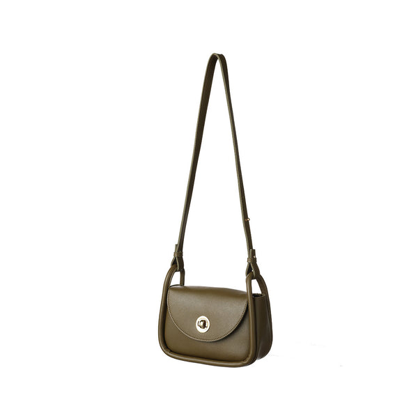 Retro Locking Crossbody Bag with Flap(Green)