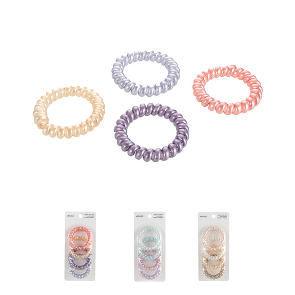 Pearlized Spiral Hair Tie (4 pcs, 5.3 cm in Diameter)