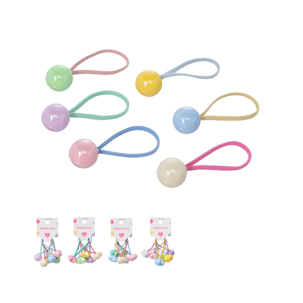 Solid Color Bead Hair Ties (6 pcs)