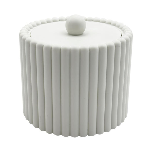 Column Pattern Lidded Storage Bin (White)
