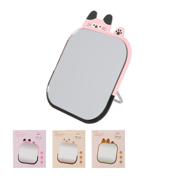 Mini Metal Desktop Makeup Mirror (Paw-Waving Animal)