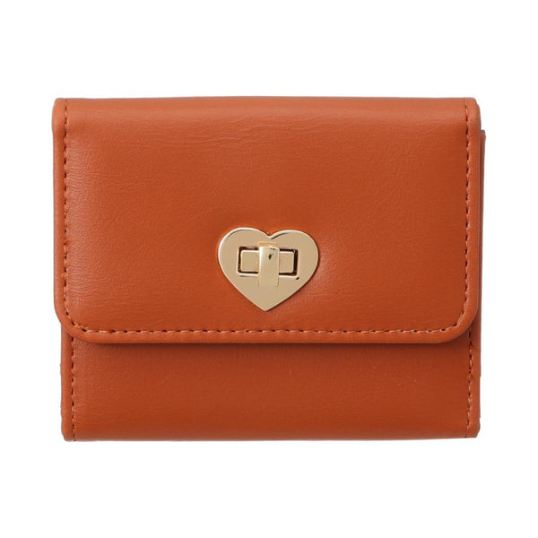 Classic Pendant Style Heart-shaped Lock Women's Tri-Fold Wallet