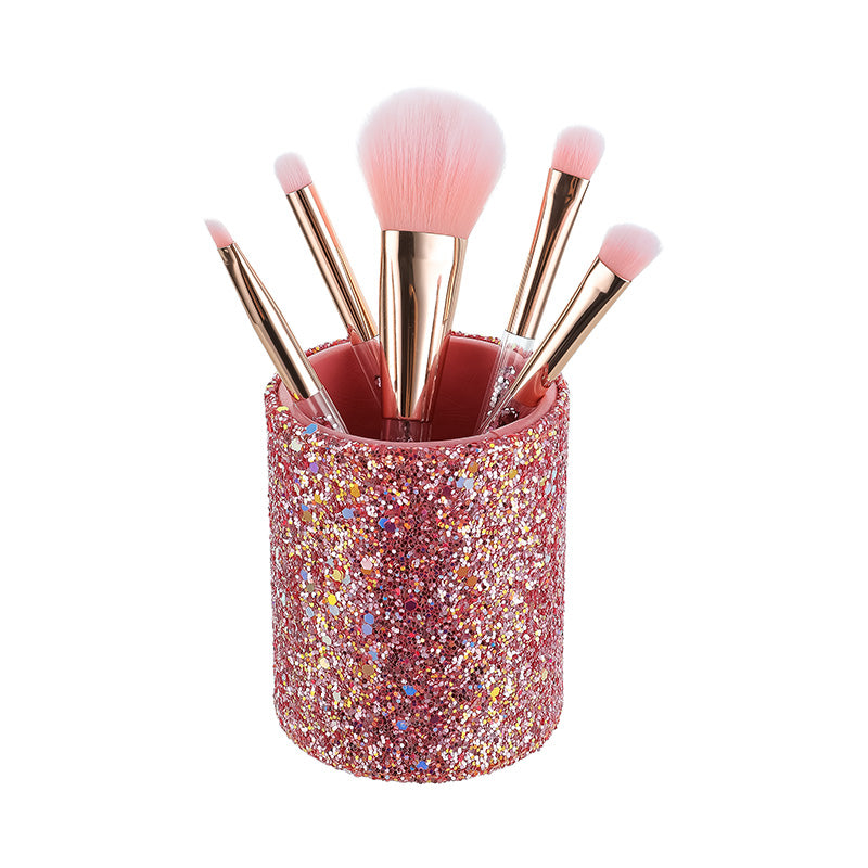 Sparklindg Stars Makeup Brush Set in Cyliner Box(6pcs)(Pink)