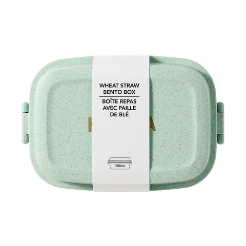 Wheat Straw Bento Box with Double Clips 980ml