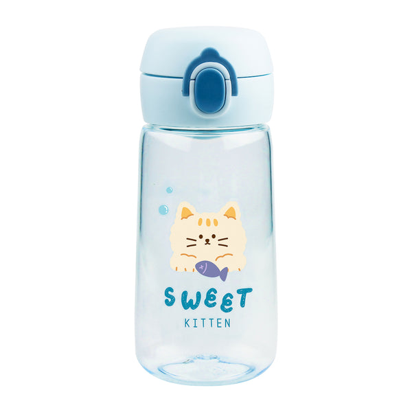 Plastic Cool Water Bottle with One-Touch Flip Top Lid and Handle (510mL)(Cat)