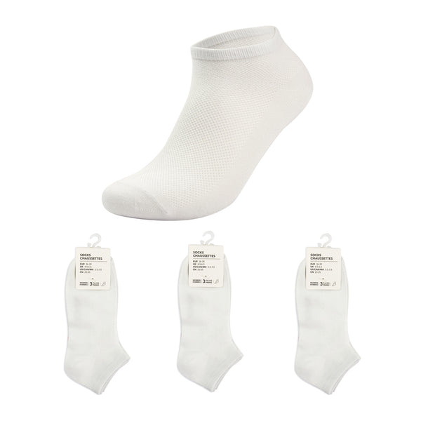 Breathable Mesh Women's Ankle Socks 3 Pairs (White)