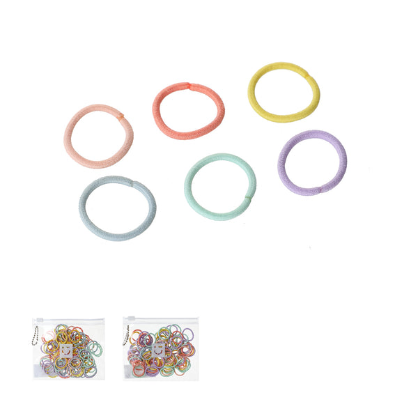 Mini Colorful Hair Ties with Storage Bag (100 pcs)