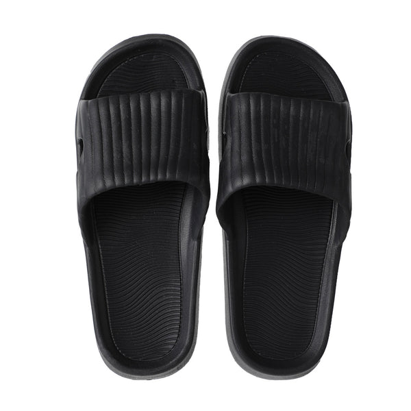 (Black,41-42) Classic Stripe Men's Bathroom Slippers