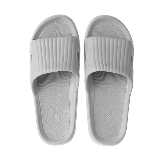 (Gray,41-42) Classic Stripe Men's Bathroom Slippers