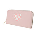 Heart Shape Plaid Women's Long Wallet with Round Zipper(Pink)