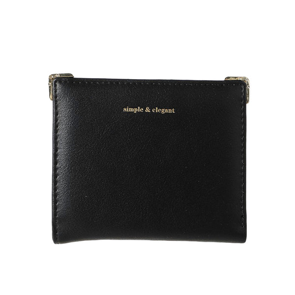 Delicate Metal Women's Short Bifold Wallet(Black)