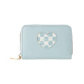 Heart Shape Plaid Women's Short Wallet with Round Zipper(Blue)