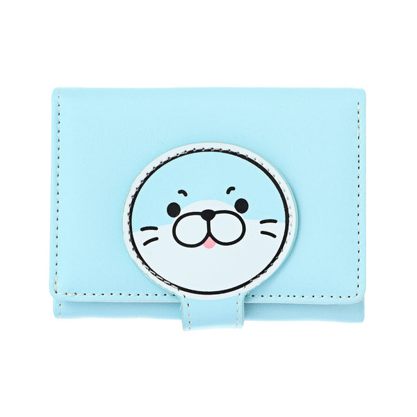 Animal Faces Collection Women's Short Trifold  Wallet (Blue)