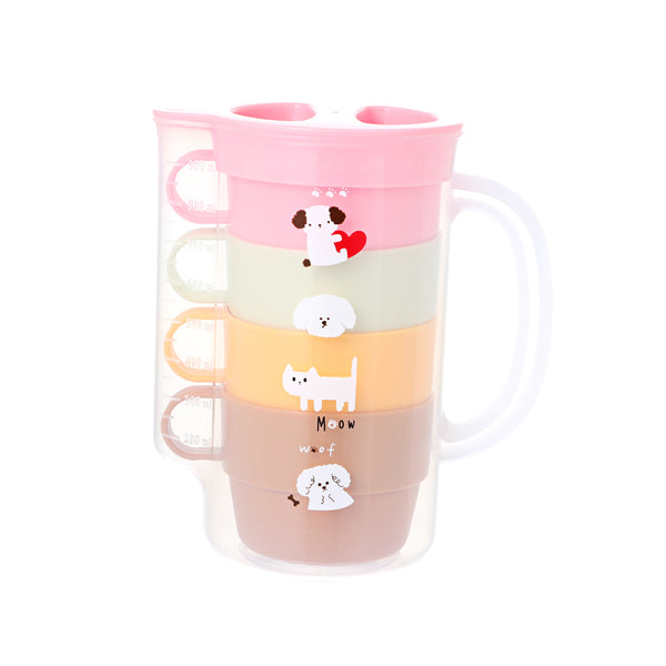 Stick Figure Puppy Series Water Pitcher with 4 Cups (1000mL)