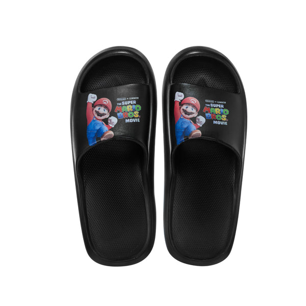 (Black, 41-42) The Super Mario Bros Collection Men's Bath Slippers