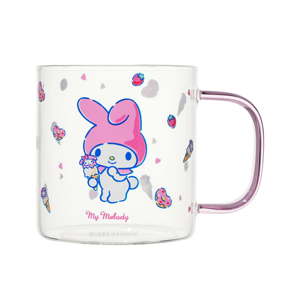 Sanrio characters Glass Cup with Colored Handle (420mL)(My Melody)