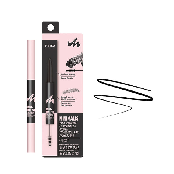 Minimalist 2-in-1 Triangular Eyebrow Pencil & Brow Gel (01 Black)