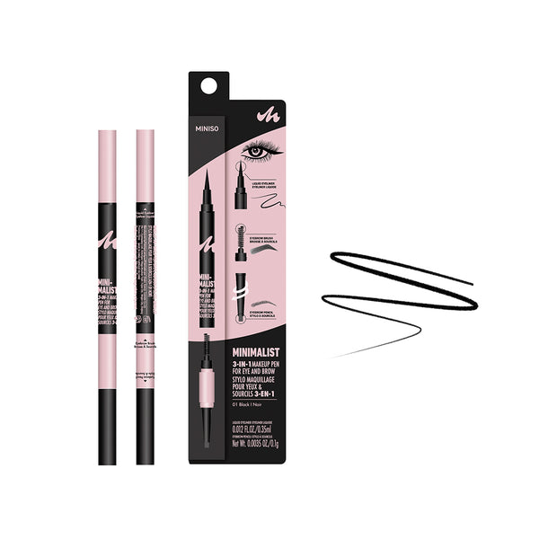 Minimalist 3-in-1 Makeup Pen for Eye and Brow (01 Black)