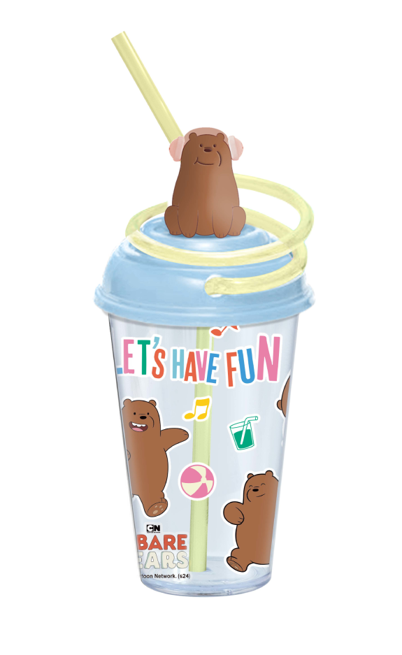 We Bare Bears Seaside Music Festival Plastic Tumbler with Swirly Straw (480mL)(Grizz)