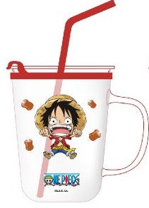One Piece Collection Glass Bottle with Straw (400mL)(LUFFY)