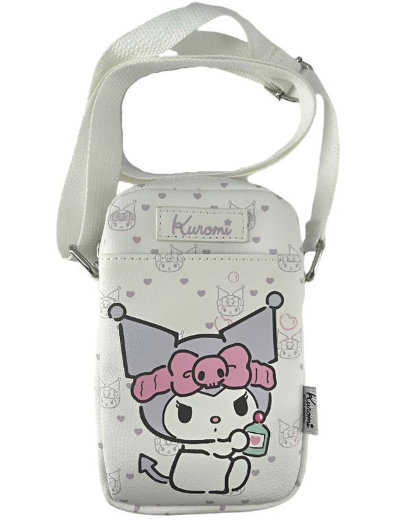 Sanrio characters Phone Crossbody Bag (White,Kuromi)
