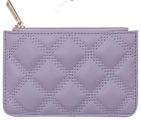 Women's Diamond Pattern Quilted Top Zip Coin Purse(Purple)