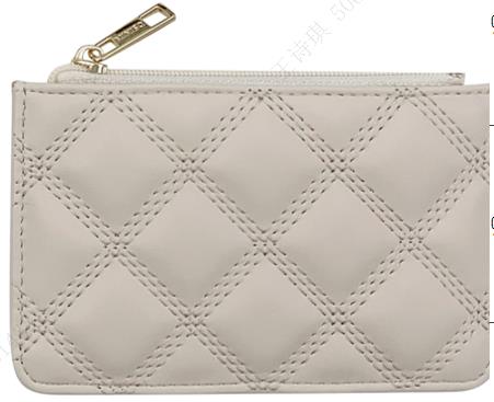 Women's Diamond Pattern Quilted Top Zip Coin Purse(Off-White)
