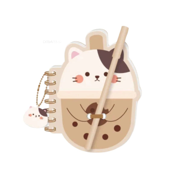 Milk Tea Series Wirebound Memo Pad - 80 Sheets(Kitten)