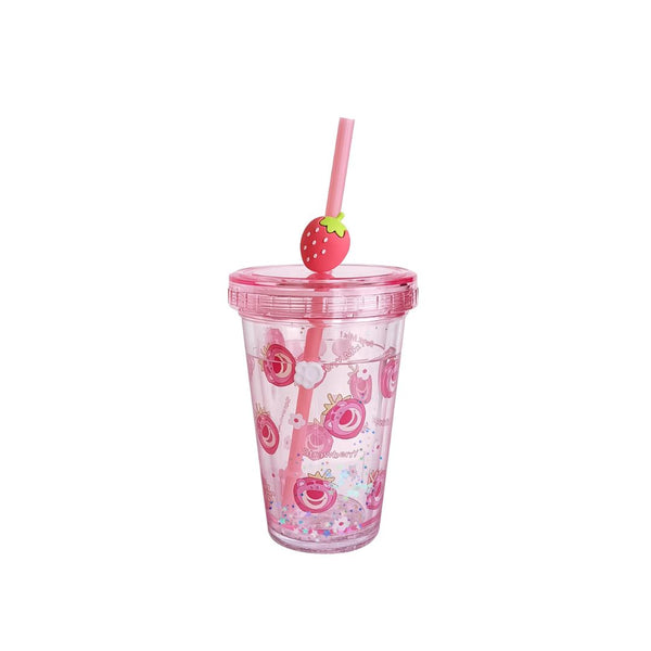 Disney Fruits Theme Collection Double Wall Plastic Tumbler with Straw (320mL)(Lotso)