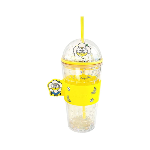 Daisy Minions Collection Plastic Bottle with Straw and Sleeve (420mL)(Yellow)